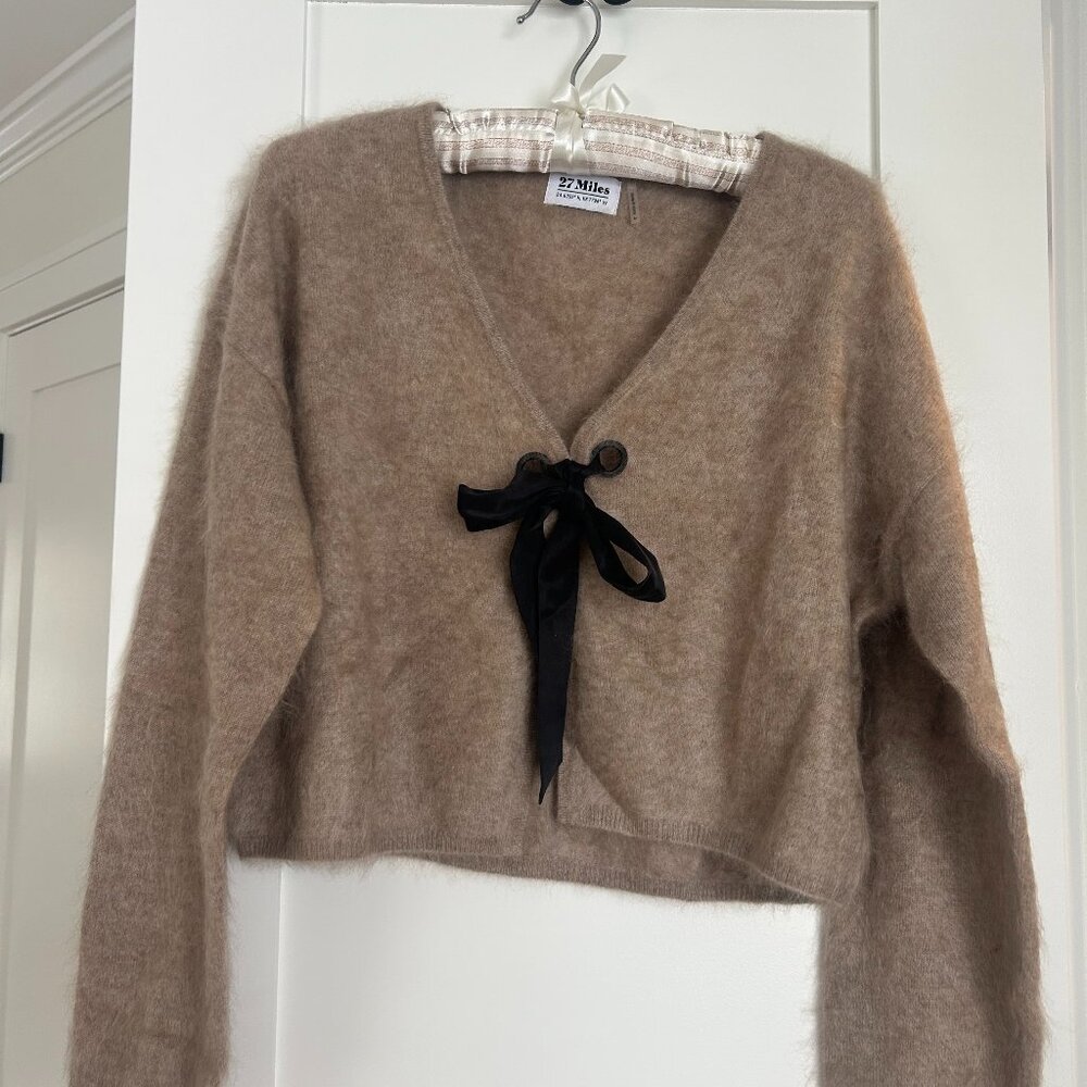 27 miles fuzzy cashmere tie cardigan